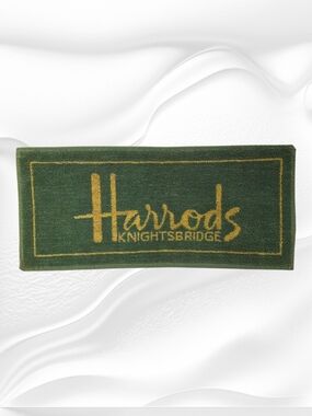 Harrods Green and Gold Knightsbridge Vintage Logo Bar Mat. Barware Advertising